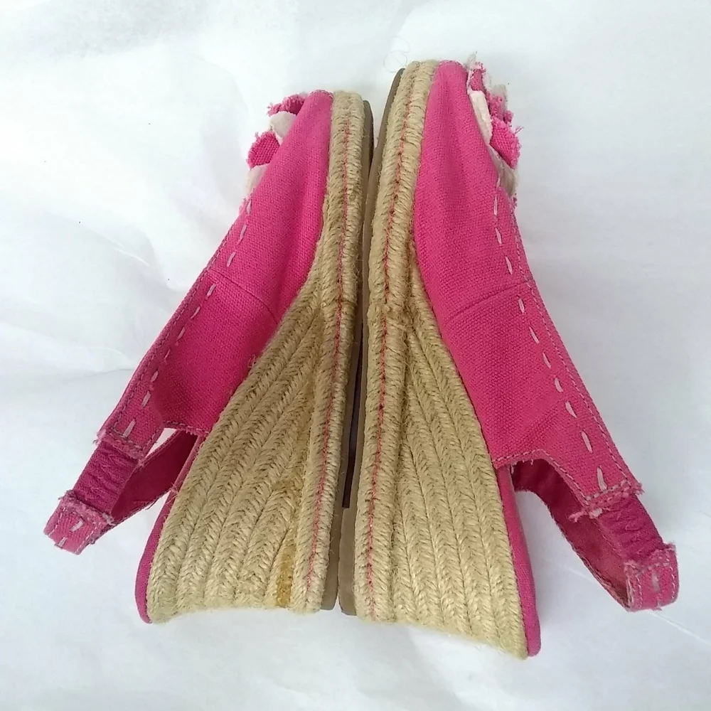 Naturalizer Sandal Shoes Pink Cloth Woven Wedge 3